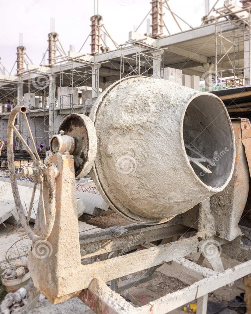 concrete mixer machine old building construction site 48319838 1